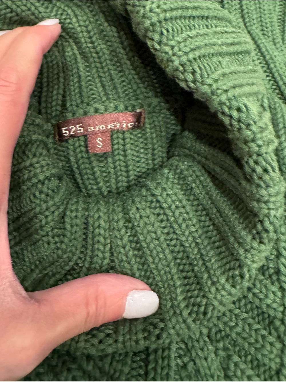 525 America Green Ribbed Chevron Turtleneck Sweater, in Green, Size Small - Picture 6 of 8
